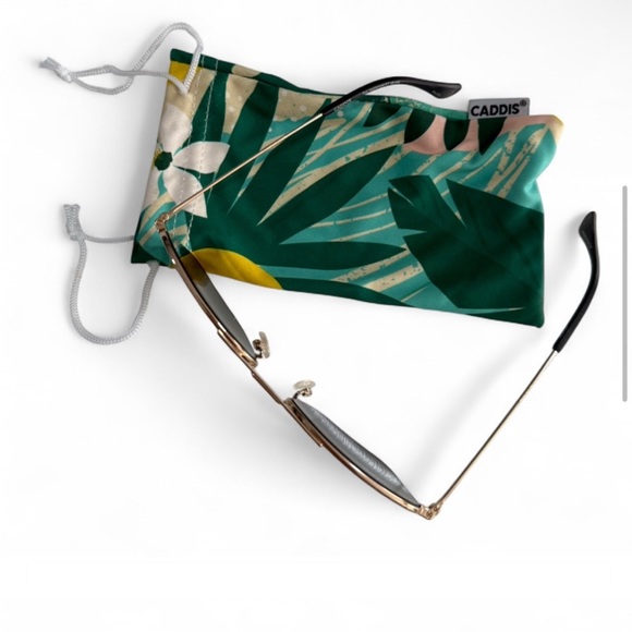 CADDIS Gold Aviator Sunglasses with Green Lenses - Picture 4 of 5